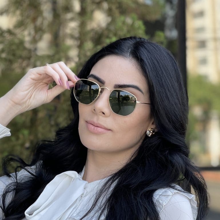 safine com br oculos de sol hexagonal dourado e verde flat 2