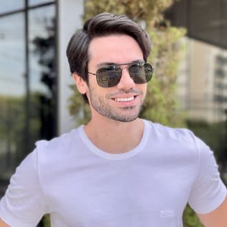 Óculos de Sol Masculino Aviador Preto com Verde Murilo