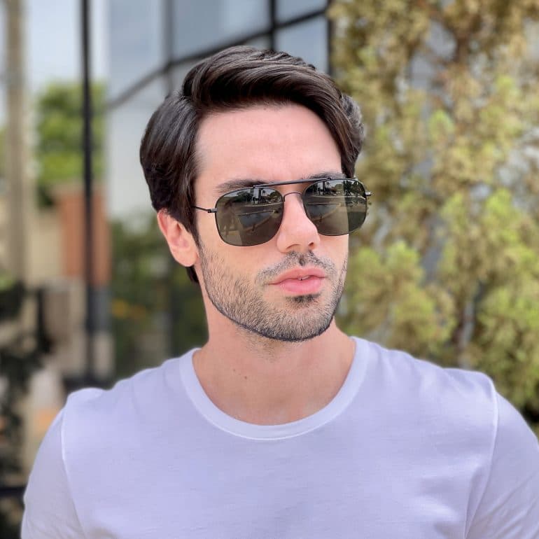 Óculos de Sol Masculino Aviador Preto com Verde Murilo