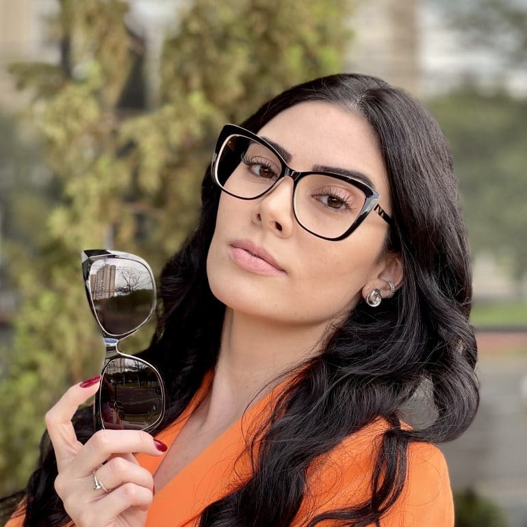 Óculos 2 em 1 Clip-On Gatinho Marrom com Nude Valentina