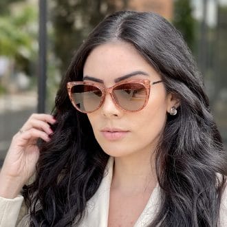 Óculos 2 em 1 Clip On Gatinho Rosé Transparente Lia