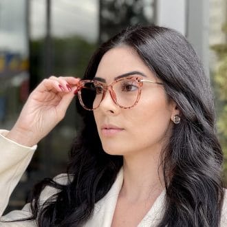 Óculos 2 em 1 Clip On Gatinho Rosé Transparente Lia