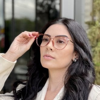 Óculos 2 em 1 Clip On Gatinho Rosé Transparente Lia