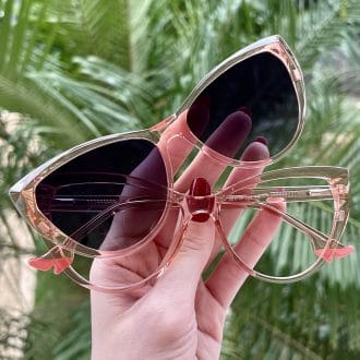 Óculos 2 em 1 Clip-On Gatinho Rosé Transparente May