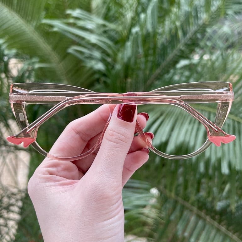 Óculos 2 em 1 Clip-On Gatinho Rosé Transparente May