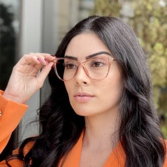 Óculos 2 em 1 Clip On Gatinho Rosé Transparente Mia