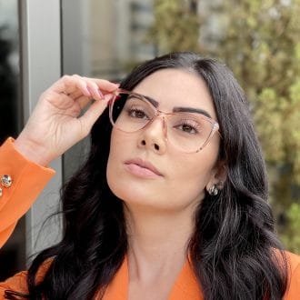 Óculos 2 em 1 Clip On Gatinho Rosé Transparente Mia