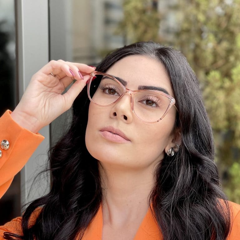 Óculos 2 em 1 Clip On Gatinho Rosé Transparente Mia
