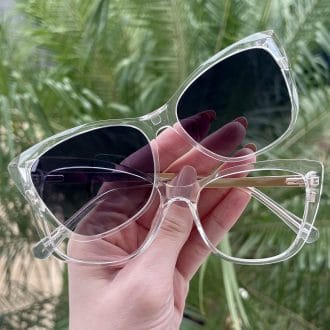 Óculos 2 em 1 Clip-On Gatinho Transparente Cristal Valentina
