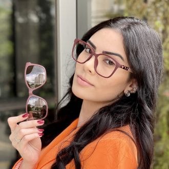 Óculos 2 em 1 Clip-On Quadrado Vinho Tamara