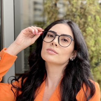 Óculos 2 em 1 Clip-On Redondo Preto Fosco Naomi