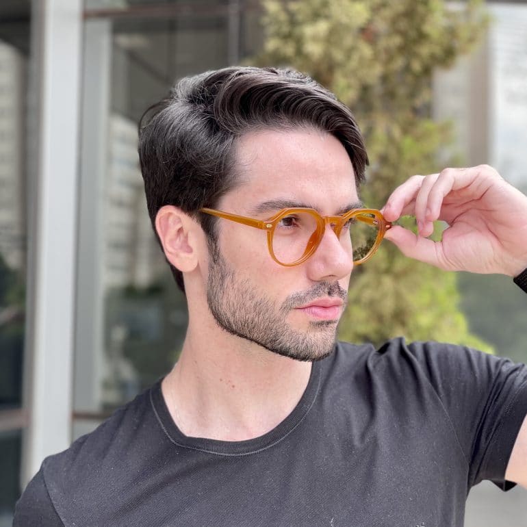 Óculos de Grau Masculino Redondo Caramelo Noah