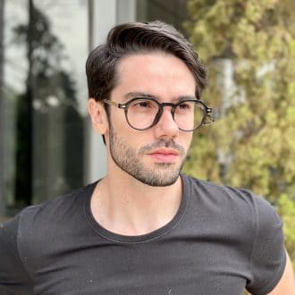 Óculos de Grau Masculino Redondo Preto Noah