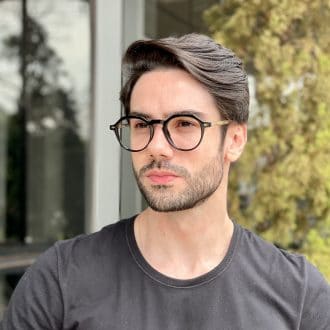 Óculos de Grau Masculino Redondo Preto Noah