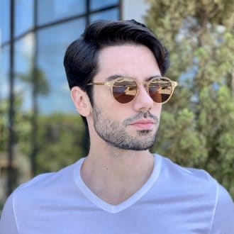 Óculos de Sol Masculino Redondo Caramelo Levi