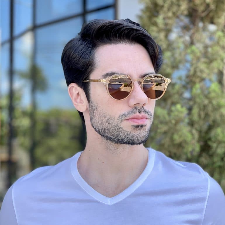 Óculos de Sol Masculino Redondo Caramelo Levi