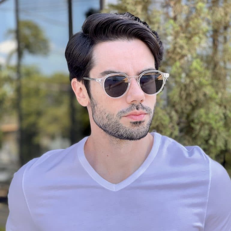 Óculos de Sol Masculino Redondo Transparente Levi