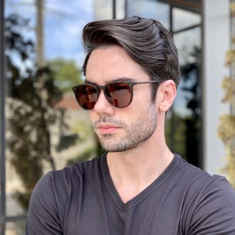 Óculos 2 em 1 Clip-On Masculino Redondo Tartaruga Oscar