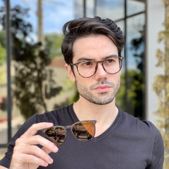Óculos 2 em 1 Clip-On Masculino Redondo Tartaruga Oscar