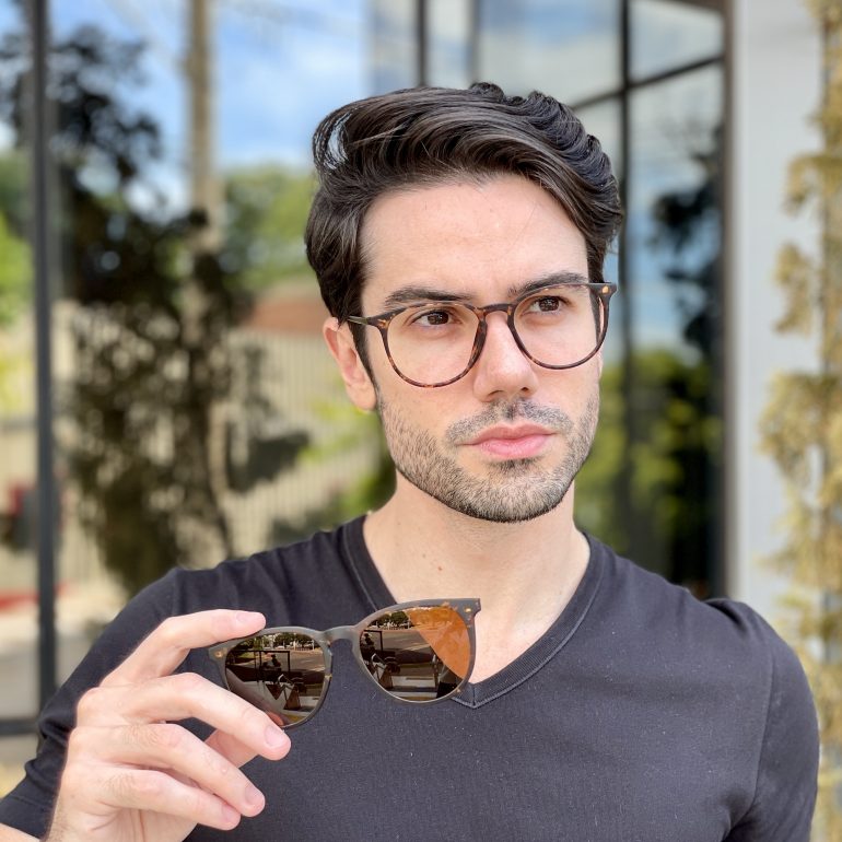 Óculos 2 em 1 Clip-On Masculino Redondo Tartaruga Oscar