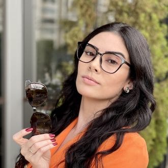 Óculos 2 em 1 Clip-On Acetato Gatinho Marrom Tami 1