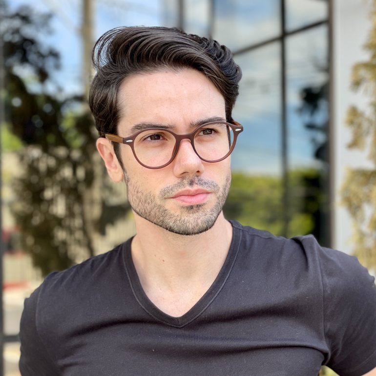 Óculos de Grau Masculino Redondo Marrom Bernardo