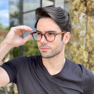Óculos de Grau Masculino Redondo Marrom Bernardo