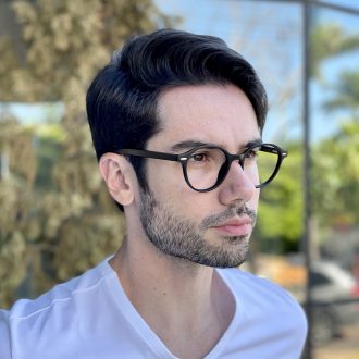 Óculos de Grau Masculino Redondo Preto Fosco Bernardo
