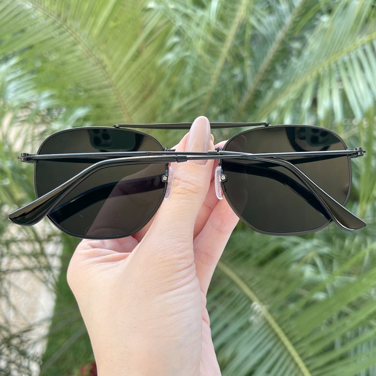 Óculos de Sol Aviador Hexagonal Preto Catarina