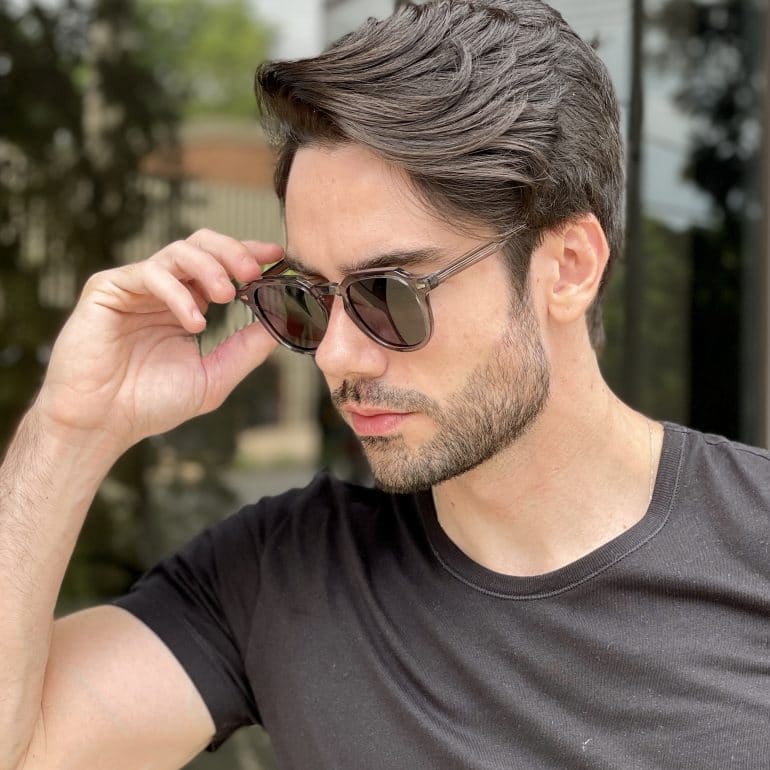 Óculos de Sol Masculino Retangular Cinza Samuel