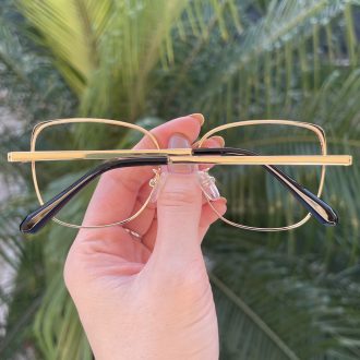 Óculos de Grau Gatinho de Metal Preto com Branco Lolita