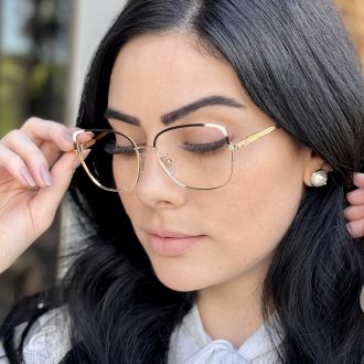 Óculos de Grau Gatinho de Metal Preto com Branco Lolita