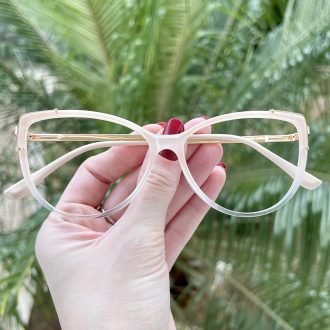 Óculos de Grau Gatinho Nude e Transparente Yasmin