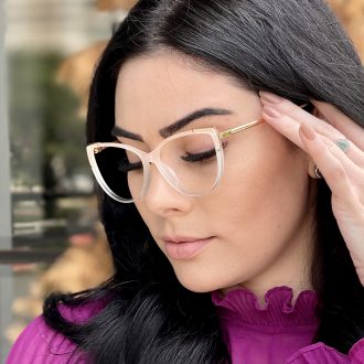 Óculos de Grau Gatinho Nude e Transparente Yasmin
