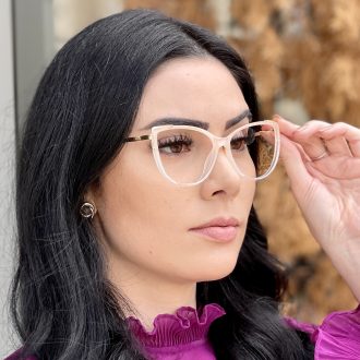 Óculos de Grau Gatinho Nude e Transparente Yasmin