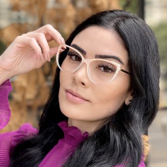 Óculos de Grau Gatinho Nude e Transparente Yasmin