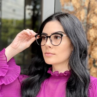 Óculos de Grau Gatinho Preto Micaela