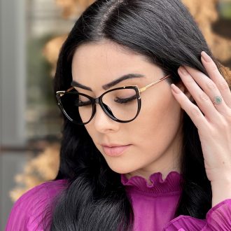 Óculos de Grau Gatinho Preto Yasmin