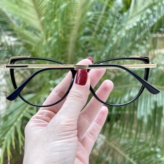 Óculos de Grau Gatinho Preto Yasmin