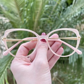 Óculos de Grau Gatinho Rosa Claro Pietra