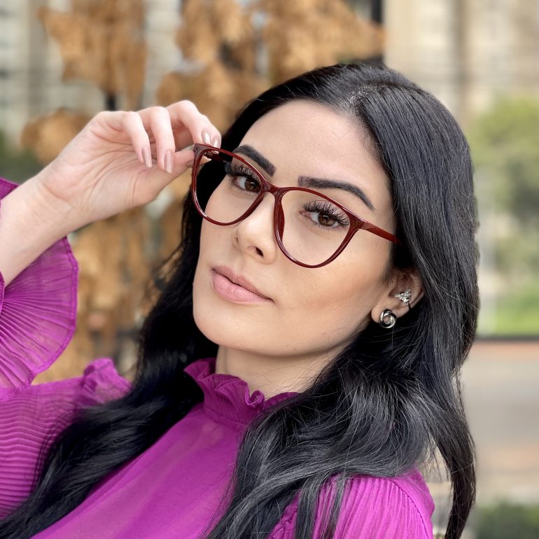 Óculos de Grau Gatinho Vinho Aline