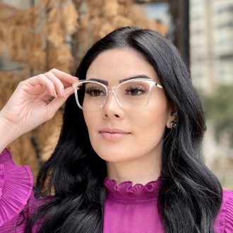Óculos de Grau Quadrado Nude Transparente Margot
