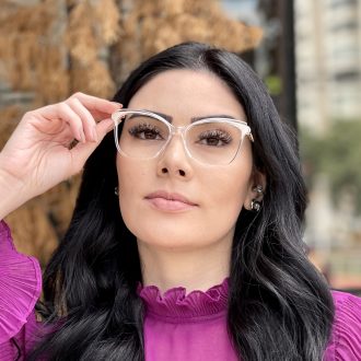 Óculos de Grau Quadrado Nude Transparente Margot