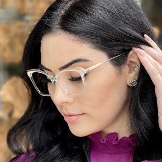 Óculos de Grau Quadrado Nude Transparente Margot