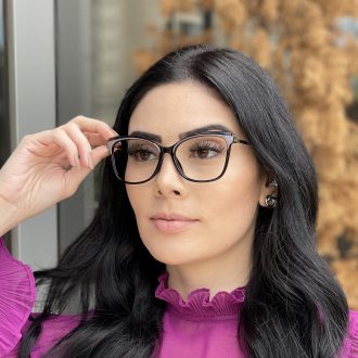 Óculos de Grau Quadrado Preto com Roxo Margot