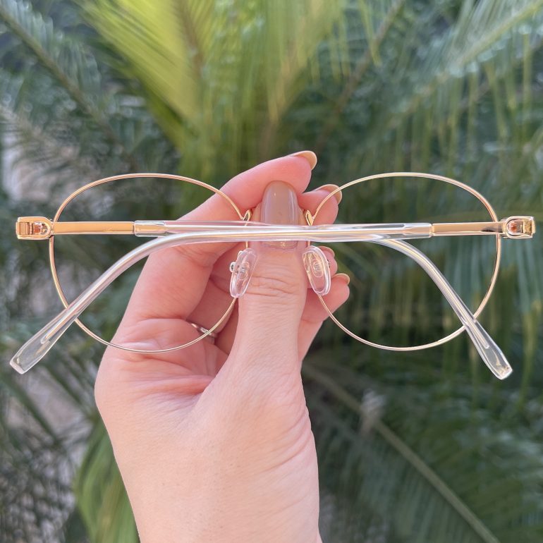 Óculos de Grau Redondo de Metal Branco Marília