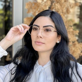 Óculos de Grau Redondo de Metal Branco Marília