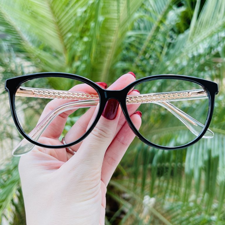Óculos de Grau Redondo Preto Dora