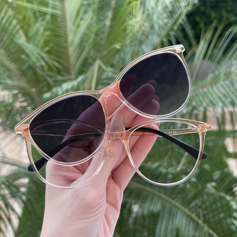 safine com br oculos 2 em 1 clip on gatinho dourado transparente