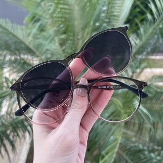 safine com br oculos 2 em 1 redondo cinza com rosa cloe